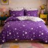 Lenjerie pat dublu, Finet, 6 piese, Alb-Mov, Ploaie de Stele [2]