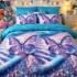 Lenjerie pat dublu, Finet, 6 piese, Albastru, fluturi [2]