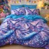 Lenjerie pat dublu, Finet, 6 piese, Albastru, fluturi [5]