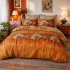 Lenjerie pat dublu cu ELASTIC, Finet, 6 piese, Maroniu, Tigri in Savana [2]