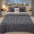 Lenjerie pat dublu, din Blanita Cocolino Sherpa, cu ELASTIC, 4 piese, Gri, Leopard Print [3]
