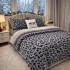 Lenjerie pat dublu, din Blanita Cocolino Sherpa, cu ELASTIC, 4 piese, Gri, Leopard Print [6]