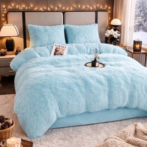 Lenjerie pat super pufoasa COCOLINO Fluffy 4 piese bleu