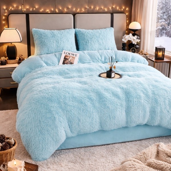 Lenjerie pat super pufoasa COCOLINO Fluffy 4 piese bleu [1]