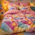 Lenjerie pat dublu cu ELASTIC, Finet, 6 piese, Multicolor, unicorni [5]