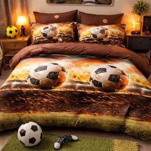 Lenjerie pat dublu cu ELASTIC, Finet, 6 piese, Maro, mingii de fotbal Lenjerie pat dublu cu ELASTIC, Finet, 6 piese, Maro, mingii de fotbal