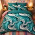 Lenjerie pat dublu cu ELASTIC, Finet, 6 piese, Verde, abstract [2]