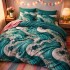 Lenjerie pat dublu, Finet, 6 piese, Verde, abstract [4]