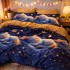 Lenjerie pat dublu, Finet, 6 piese, Albastru, pisicute [6]