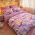 Lenjerie pat dublu, Finet, 6 piese, Roz, fluturi [3]
