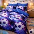 Lenjerie pat dublu cu ELASTIC, Finet, 6 piese, Albastru, mingi de fotbal [2]