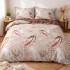 Lenjerie pat dublu, bumbac satinat, cearsaf clasic, 4 piese, Bej, pene [4]