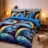 Lenjerie pat dublu, Finet, 6 piese, Albastru, galaxii [5]