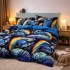 Lenjerie pat dublu cu ELASTIC, Finet, 6 piese, albastru, planete [4]