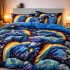 Lenjerie pat dublu cu ELASTIC, Finet, 6 piese, albastru, planete [5]