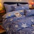 Lenjerie pat dublu, Finet, 6 piese, Albastru, stelute [5]