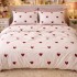 Lenjerie pat dublu, Finet, 6 piese, crem, lila, inimioare [6]