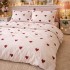 Lenjerie pat dublu, Finet, 6 piese, crem, lila, inimioare [7]