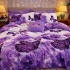Lenjerie pat dublu cu ELASTIC, Finet, 6 piese, Alb, Mov, fluturi [7]