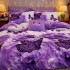 Lenjerie pat dublu cu ELASTIC, Finet, 6 piese, Alb, Mov, fluturi [6]