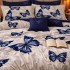 Lenjerie pat dublu, Finet, 6 piese, Gri, Albastru, fluturi [7]