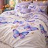 Lenjerie pat dublu, Finet, 6 piese, Lila, Crem, fluturi [6]