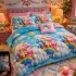 Lenjerie pat dublu, Finet, 6 piese, Bleu, Roz, ursuleti, curcubeu [2]