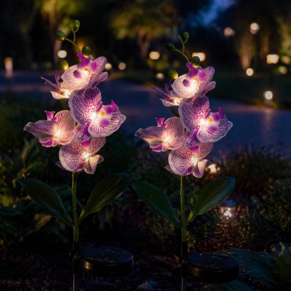 Set 2 Lămpi Solare Decorative Tip Orhidee – Iluminare LED, Design Elegant și Funcționare Automată [1]