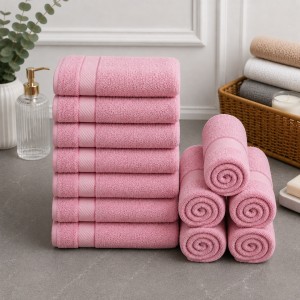 Set 12 prosoape mici, Ashley Mills, 30x50cm, din 70% bumbac pakistanez,  390g, Roz