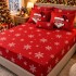 Lenjerie pat dublu, FINET, Imprimeu Digital 5D - Identic cu poza, Cu ELASTIC, 6 piese, Rosu, Merry Christmas [4]