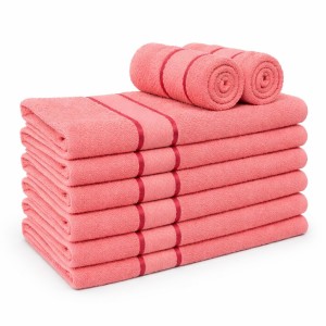 Set 8 prosoape mici 30x50cm, din 100% bumbac pakistanez, 400g, Line, Corai Set 8 prosoape mici 30x50cm, din 100% bumbac pakistanez, 400g, Line, Corai