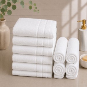 Set 10 prosoape mici, Terry, 30x50cm, din 100% bumbac pakistanez,  600g, Alb