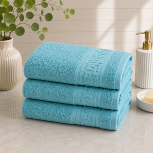 Set 3 prosoape mari, Greek Border, 70x130cm, din 100% bumbac pakistanez,  480g, Bleu
