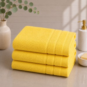 Set 3 prosoape mari, Terry, 70x130cm, din 100% bumbac pakistanez,  600g, Galben