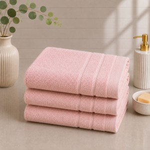 Set 3 prosoape mari, Terry, 70x130cm, din 100% bumbac pakistanez,  600g, Roz