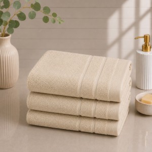 Set 3 prosoape mari, Terry, 70x130cm, din 100% bumbac pakistanez,  600g, Bej