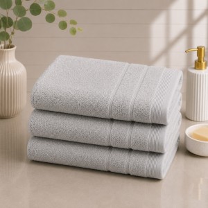 Set 3 prosoape mari, Terry, 70x130cm, din 100% bumbac pakistanez,  600g, Gri deschis