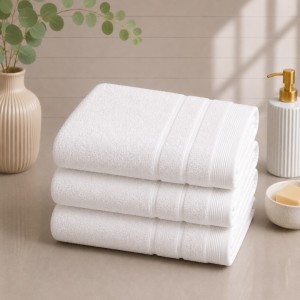 Set 3 prosoape mari, Terry, 70x130cm, din 100% bumbac pakistanez,  600g, Alb