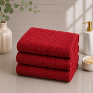 Set 3 prosoape mari, Terry, 70x130cm, din 100% bumbac pakistanez,  600g, Rosu grena
