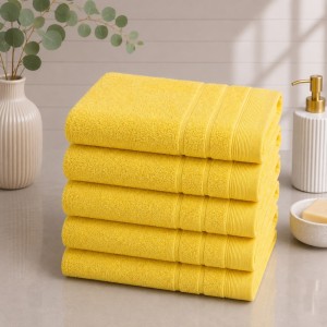 Set 5 prosoape medii, Terry, 50x90cm, din 100% bumbac pakistanez,  600g, Galben