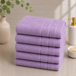 Set 5 prosoape medii, Terry, 50x90cm, din 100% bumbac pakistanez,  600g, Lila