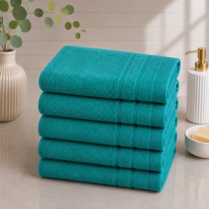 Set 5 prosoape medii, Terry, 50x90cm, din 100% bumbac pakistanez,  600g, Verde