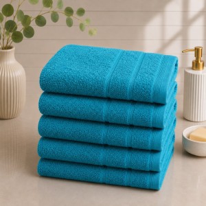 Set 5 prosoape medii, Terry, 50x90cm, din 100% bumbac pakistanez,  600g, Bleu
