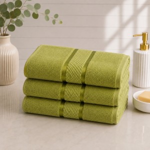 Set 3 prosoape mari, Line, 70x130cm, din 100% bumbac pakistanez,  400g, Verde