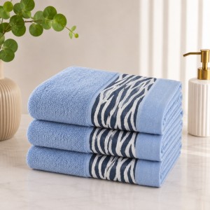 Set 3 prosoape mari, Waves, 70x130cm, din 100% bumbac pakistanez, 460g, Albastru