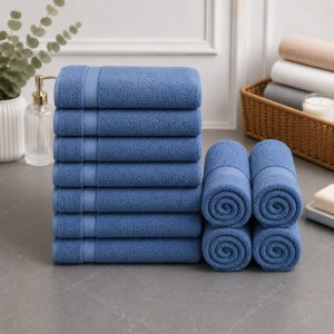 Set 12 prosoape mici, Ashley Mills, 30x50cm, din 70% bumbac pakistanez,  390g, Albastru