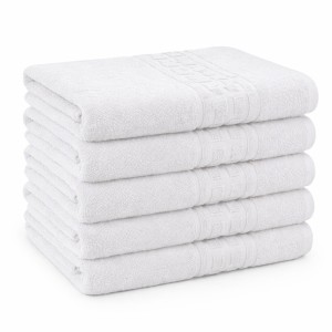 Set 5 prosoape medii 50x90cm, din 100% bumbac pakistanez, 500g, Alb Set 5 prosoape medii 50x90cm, din 100% bumbac pakistanez, 500g, Alb