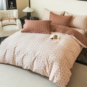 Lenjerie pat dublu,  FINET, 6 piese, Jojo Home, Bej, Maro, Buline