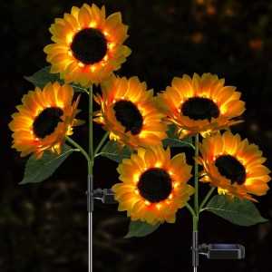 Set 2 Lămpi Solare Decorative Tip Floarea-Soarelui – Iluminare LED Caldă, Design Natural și Funcționare Automată