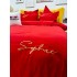 Lenjerie pat dublu, Finet Soft Touch cu Broderie, 6 piese, Rosu [9]